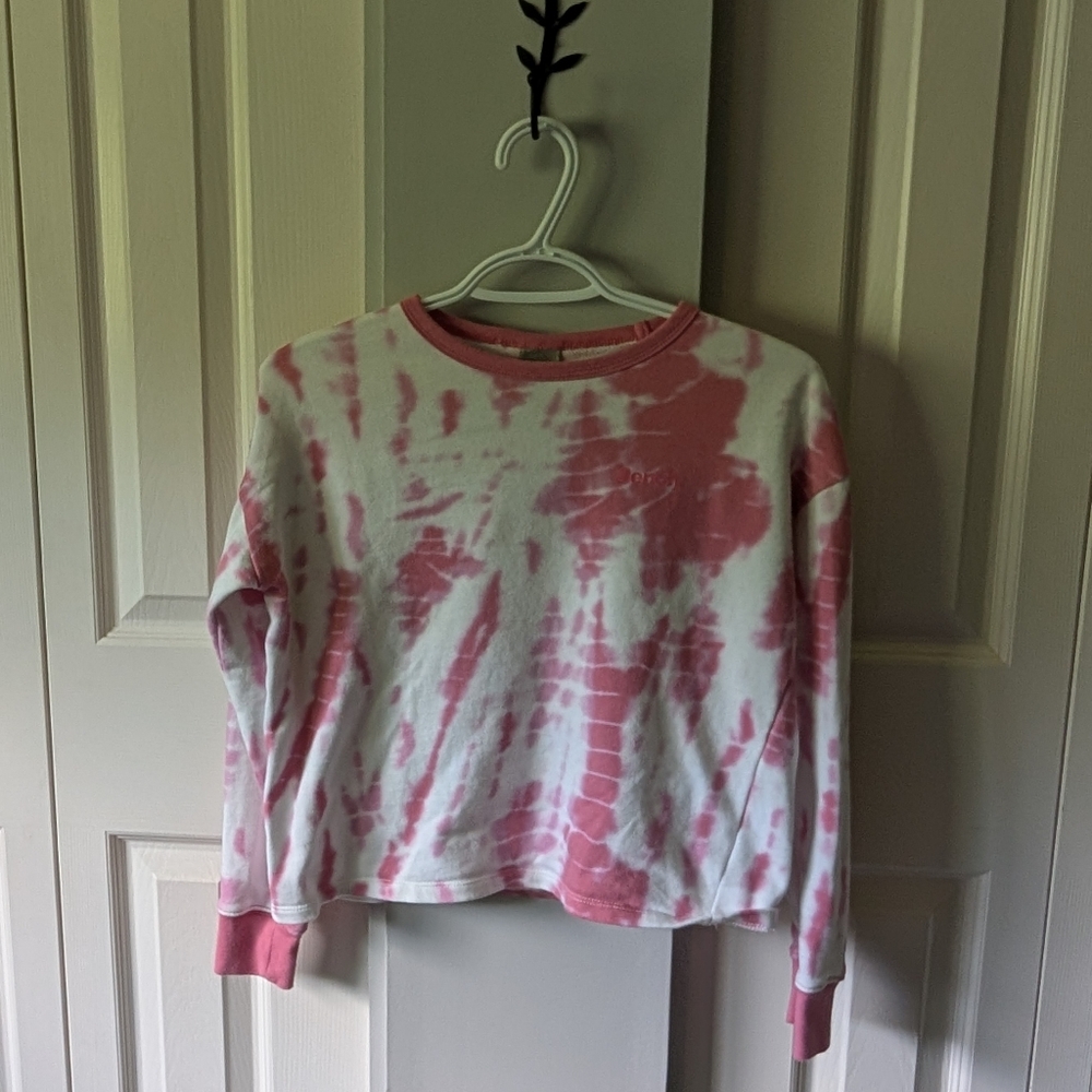 Pink Tie-Dye Long Sleeve Crop Top